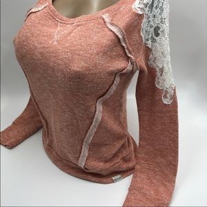 Women's Lace Accent Sweater - Rust